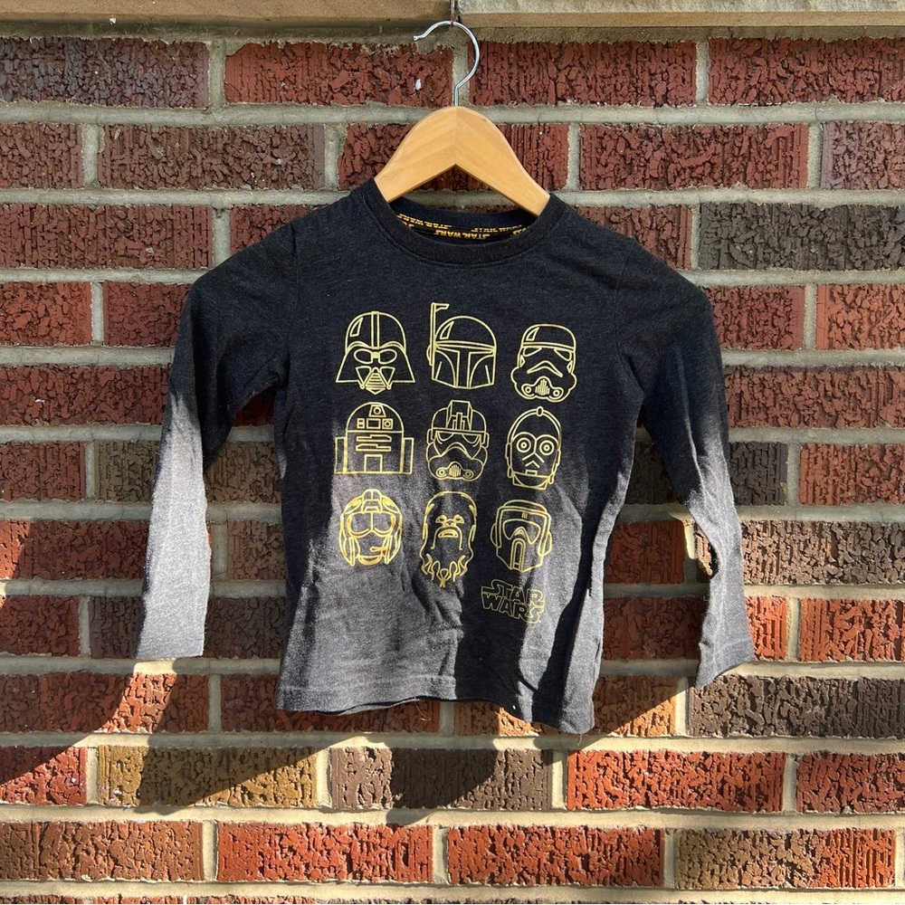 Star Wars Dark Gray and Gold Character Graphic Long Sleeve Shirt